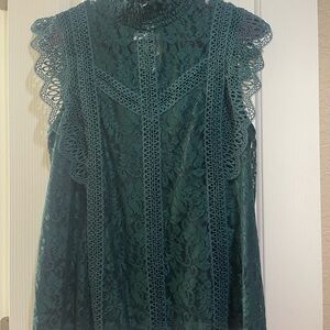 Elegant Green Lace Sleeveless Top